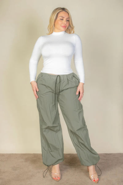 Plus Size Drawstring Parachute Pants