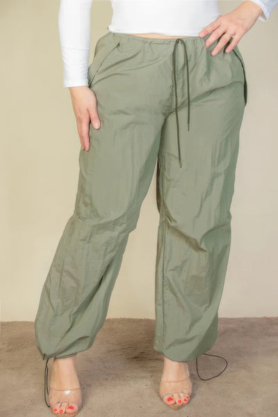 Plus Size Drawstring Parachute Pants