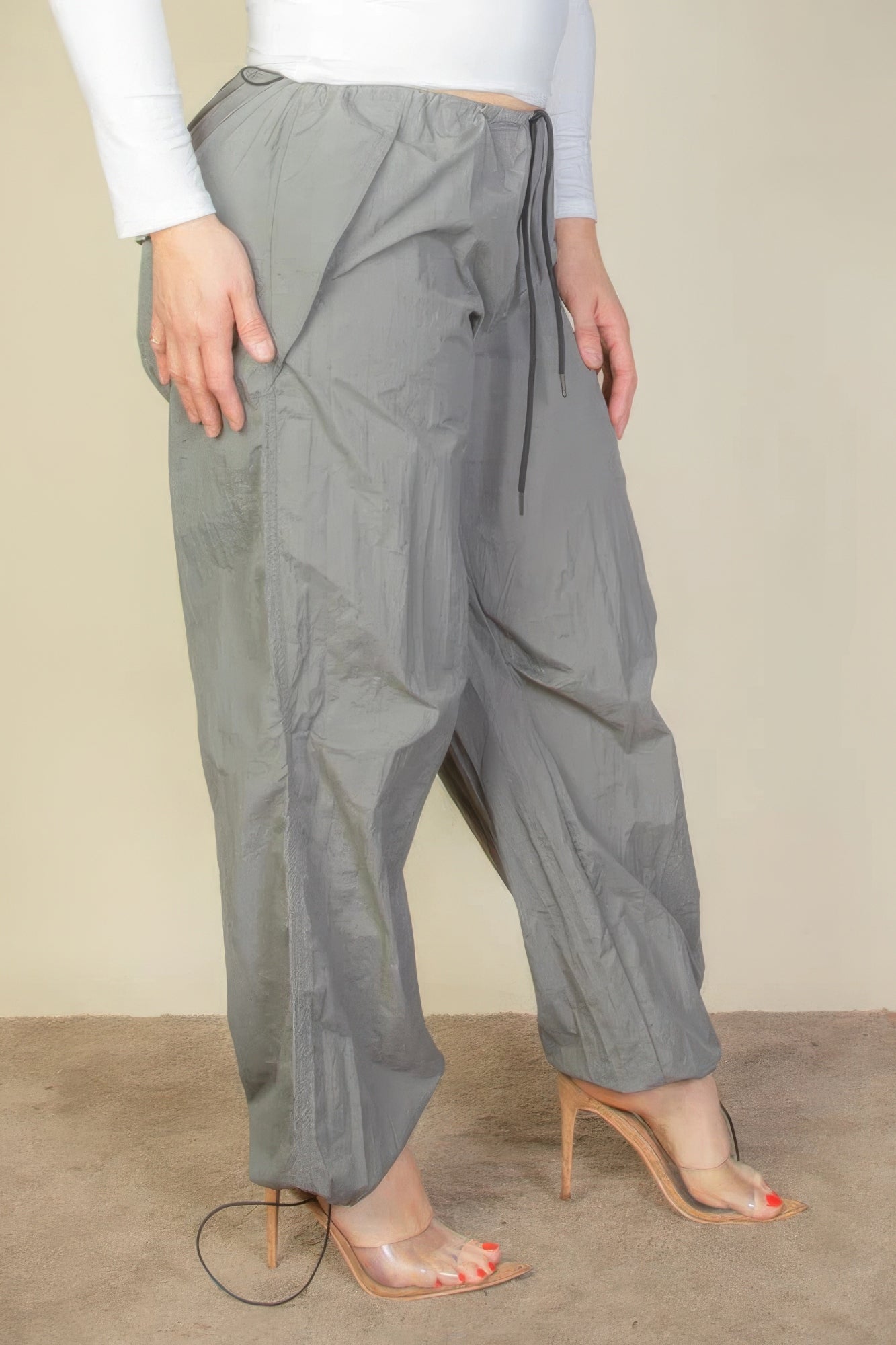 Plus Size Drawstring Parachute Pants