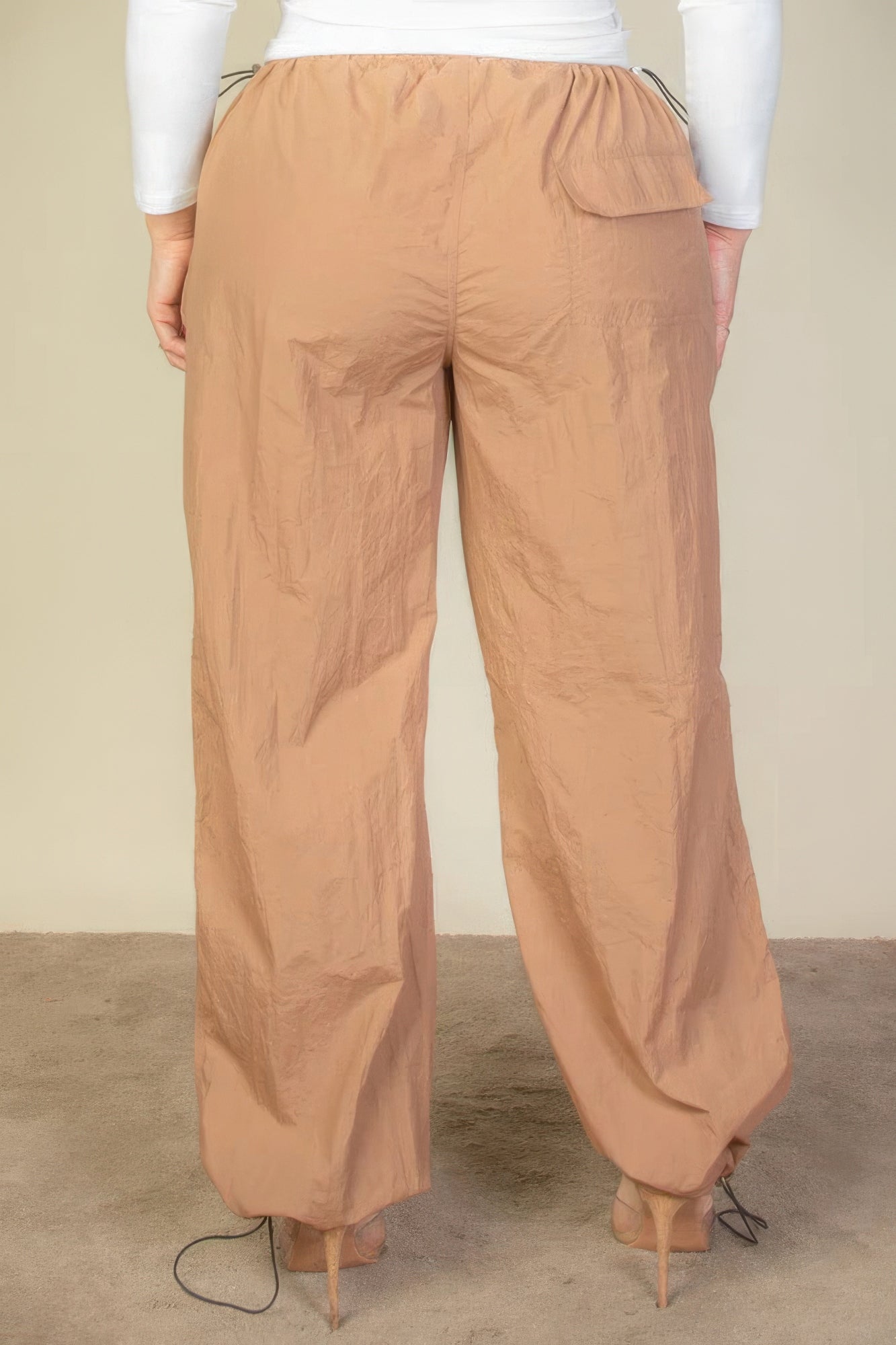 Plus Size Drawstring Parachute Pants