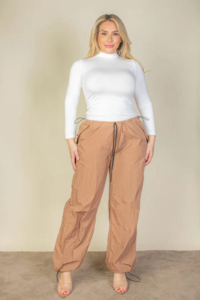 Plus Size Drawstring Parachute Pants