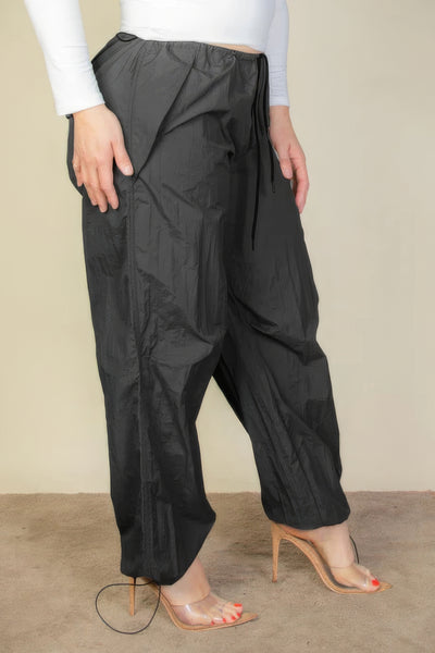 Plus Size Drawstring Parachute Pants