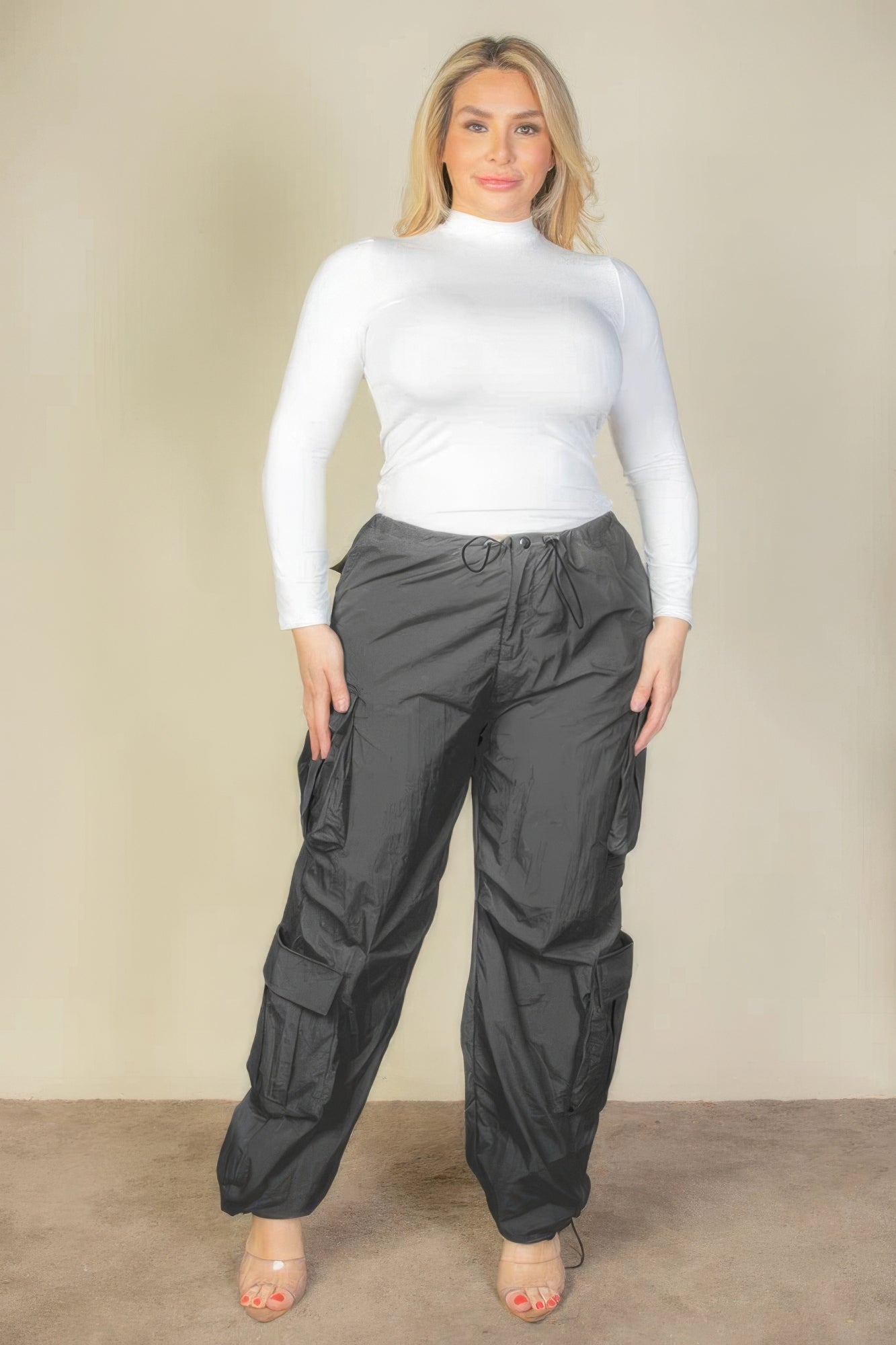 Cargo Ruched Parachute Pants