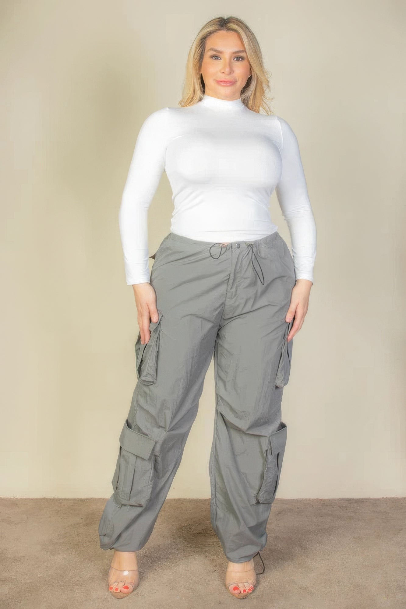 Cargo Ruched Parachute Pants