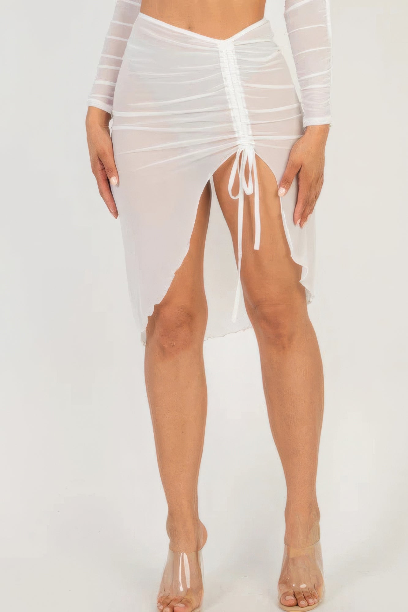 Sheer Ruched Swim Cover Up