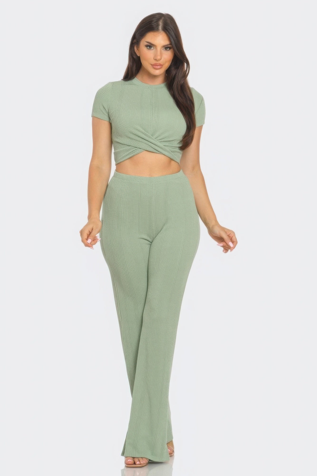 Crop Top And Flare Pants Set