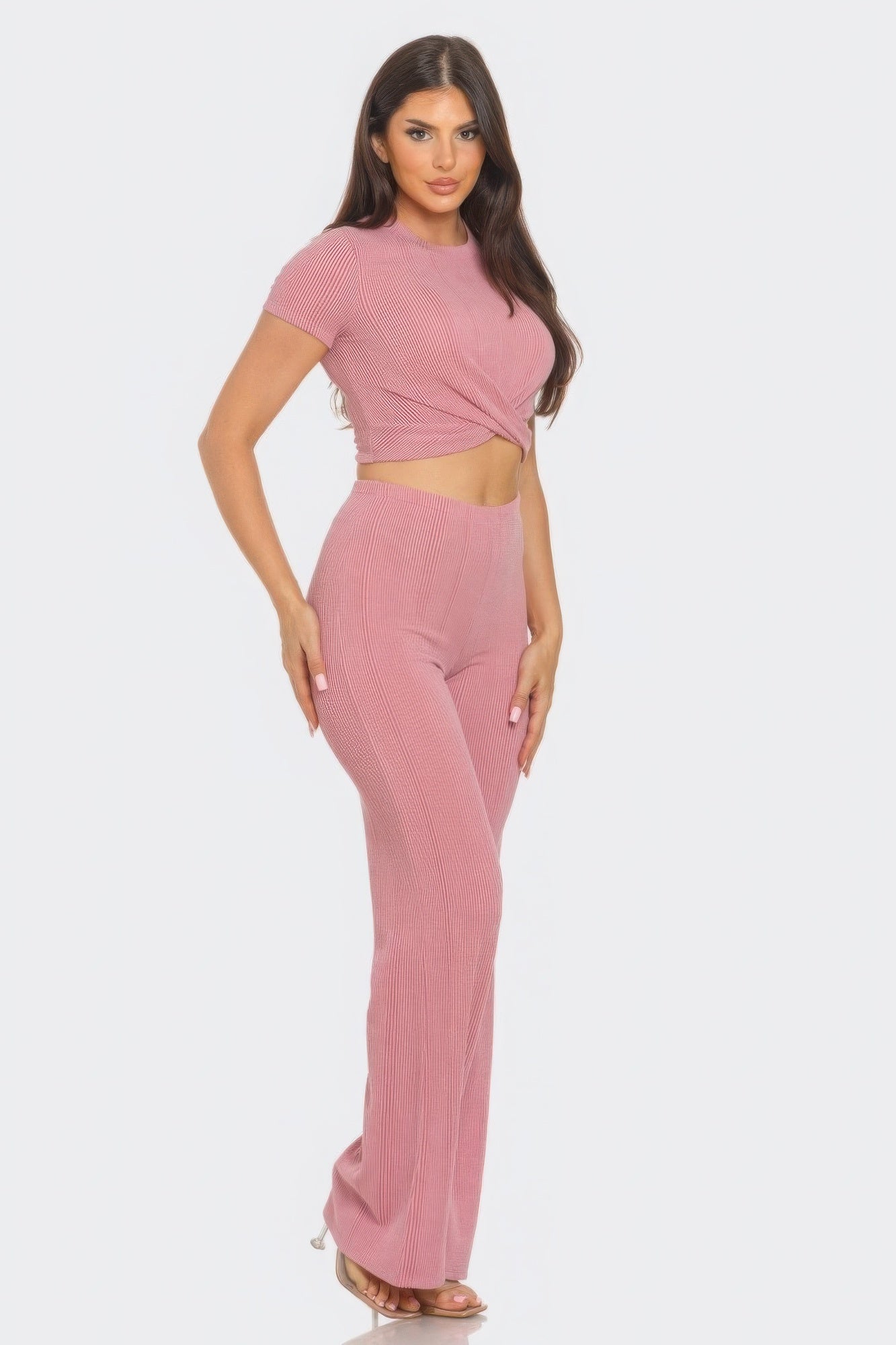 Crop Top And Flare Pants Set