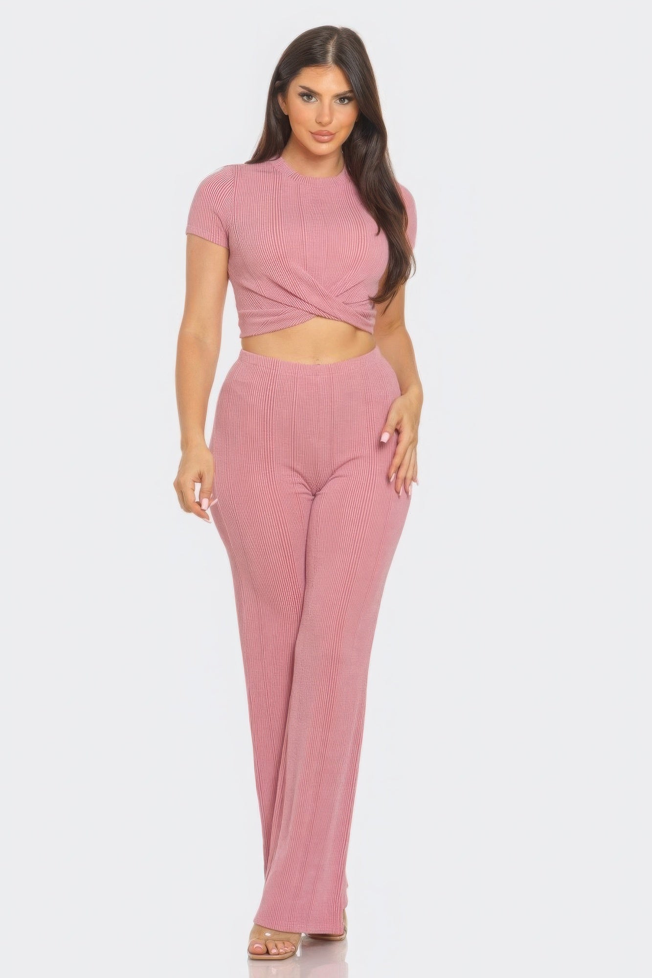 Crop Top And Flare Pants Set