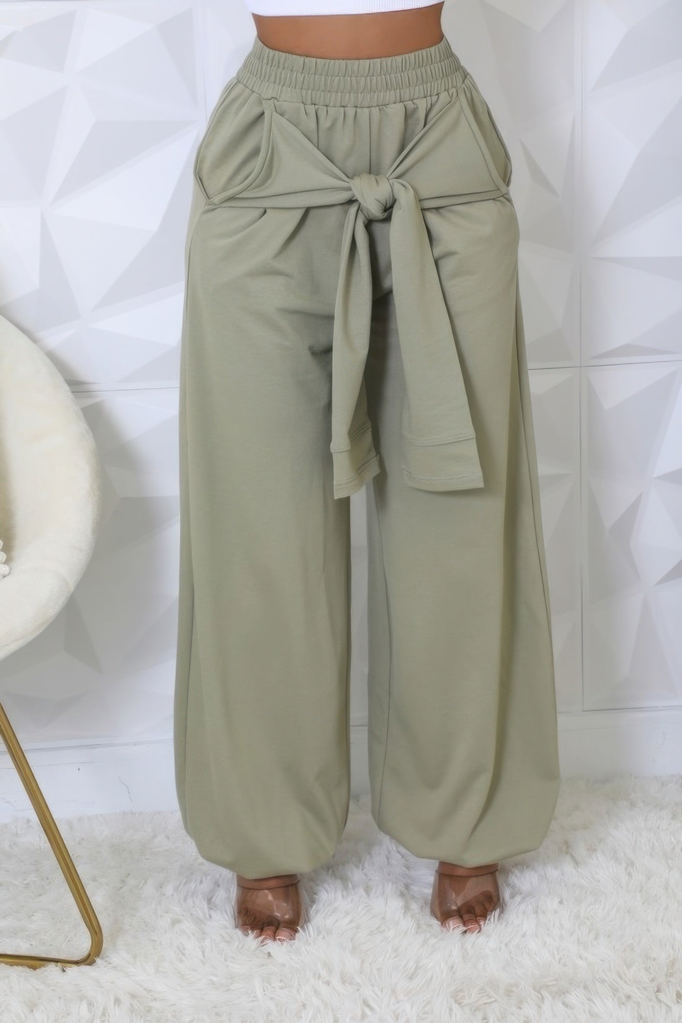 High Waist Front Tie Joggers