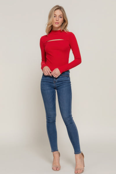 Long sleeve keyhole knit top