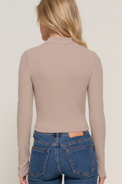 Long sleeve keyhole knit top