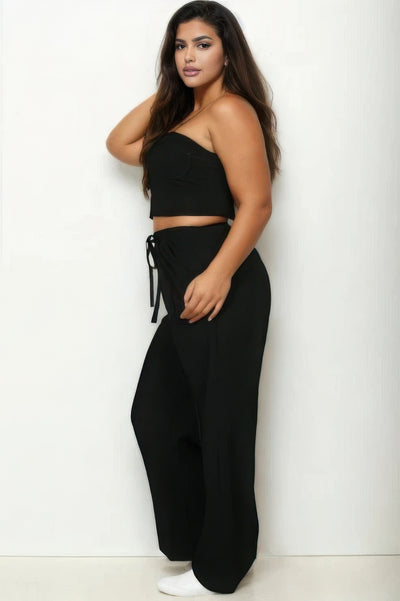 Plus Bustier Crop Cami Top &  Pants Set