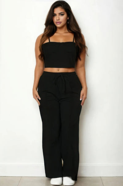 Plus Bustier Crop Cami Top &  Pants Set