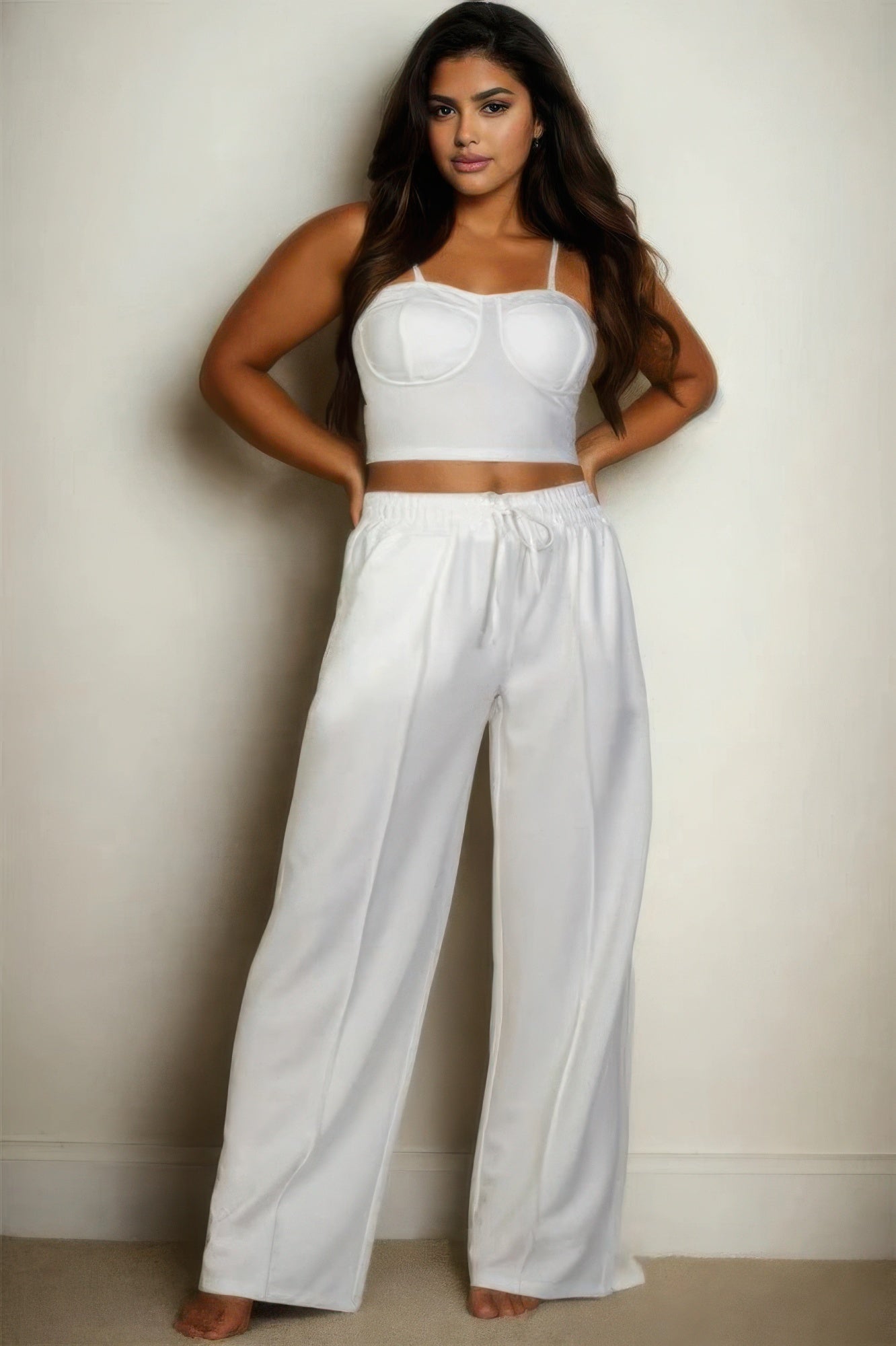 Plus Bustier Crop Cami Top &  Pants Set