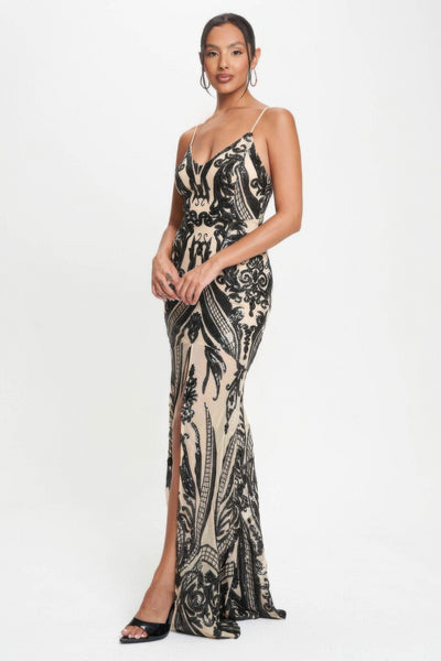 High Fashion Sequins Maxi Dress