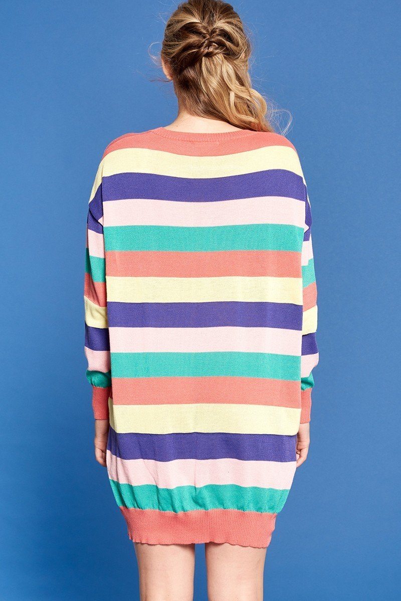 Multi-colored Striped Knit Dress