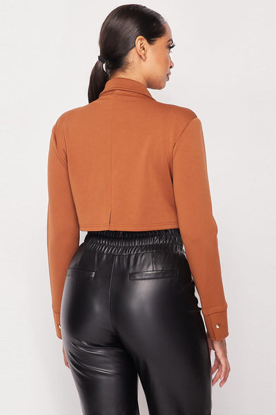 Power Cropped Blazer Bodysuit