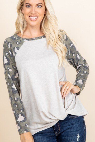 Casual French Terry Animal Print Top