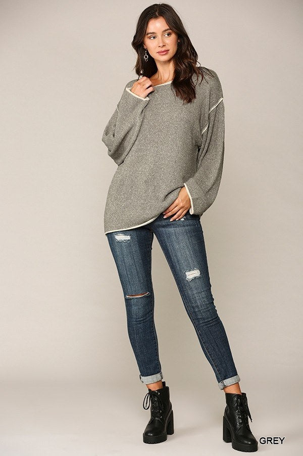 Two-tone Round Neck Sweater