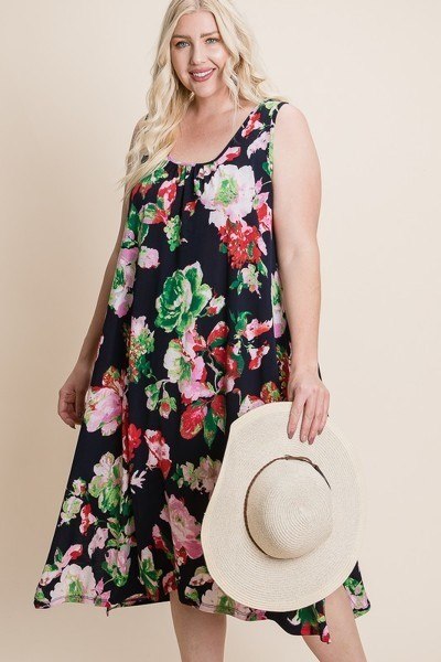 Plus Floral Bulgari Printed Midi Dress