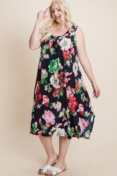 Plus Floral Bulgari Printed Midi Dress