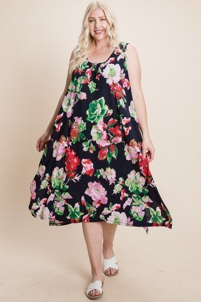 Plus Floral Bulgari Printed Midi Dress