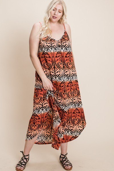 Plus Ombre Print Cami Maxi Dress