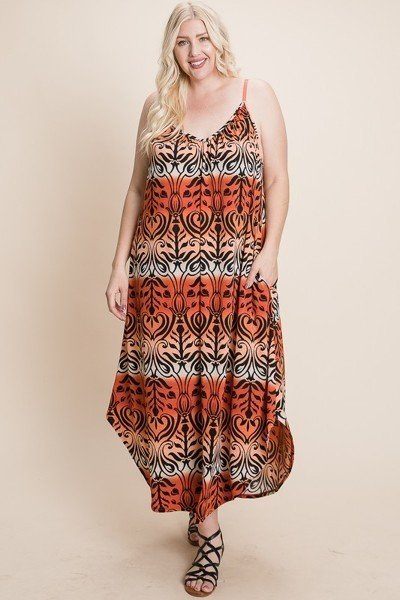 Plus Ombre Print Cami Maxi Dress