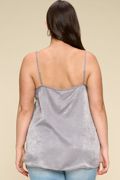 Solid Satin Sleeveless Cami Tank Top