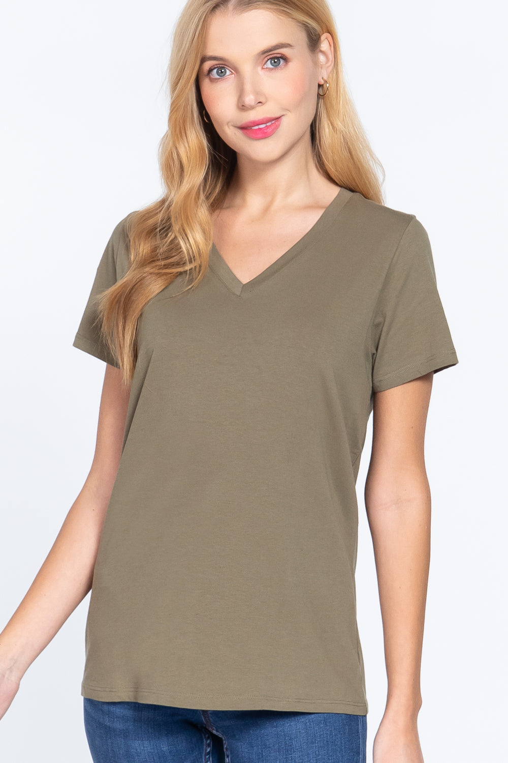 Short Sleeve V-neck Boxy Tee