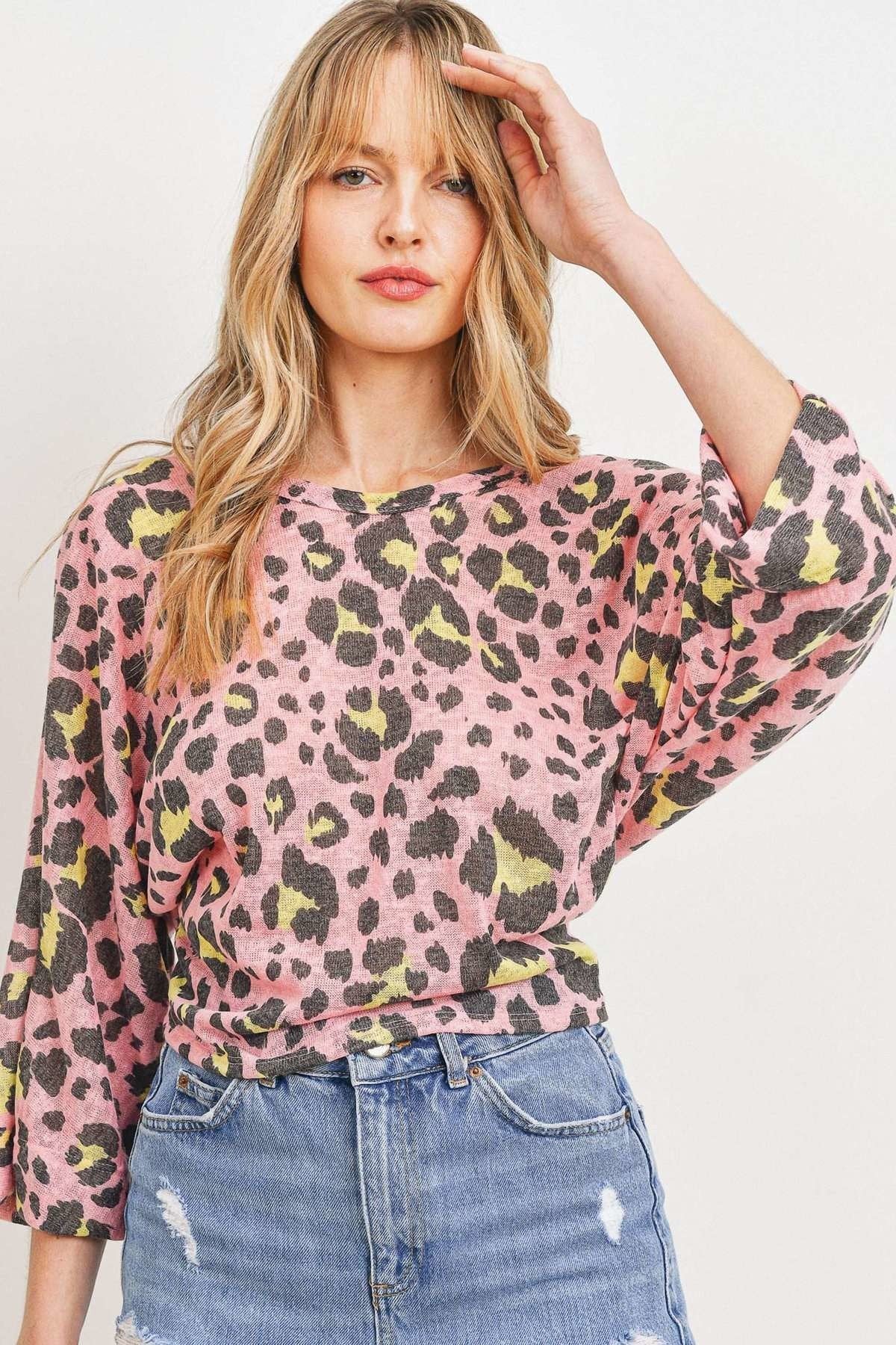 Leopard Knit Back Opened Top