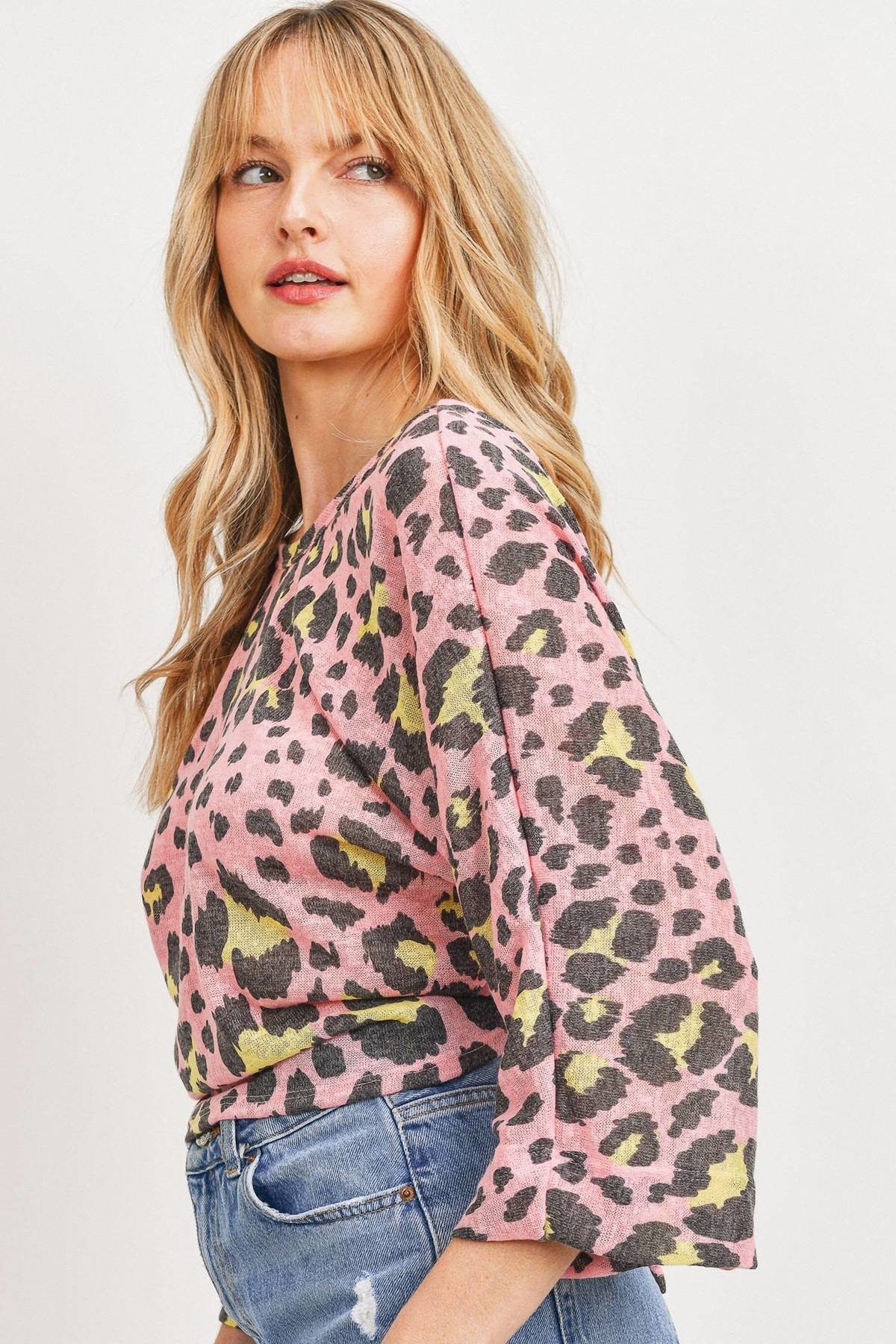 Leopard Knit Back Opened Top