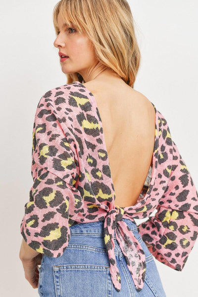 Leopard Knit Back Opened Top