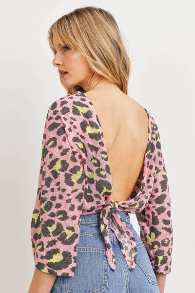 Leopard Knit Back Opened Top