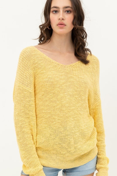 Open Back Long Sleeve Knit Top