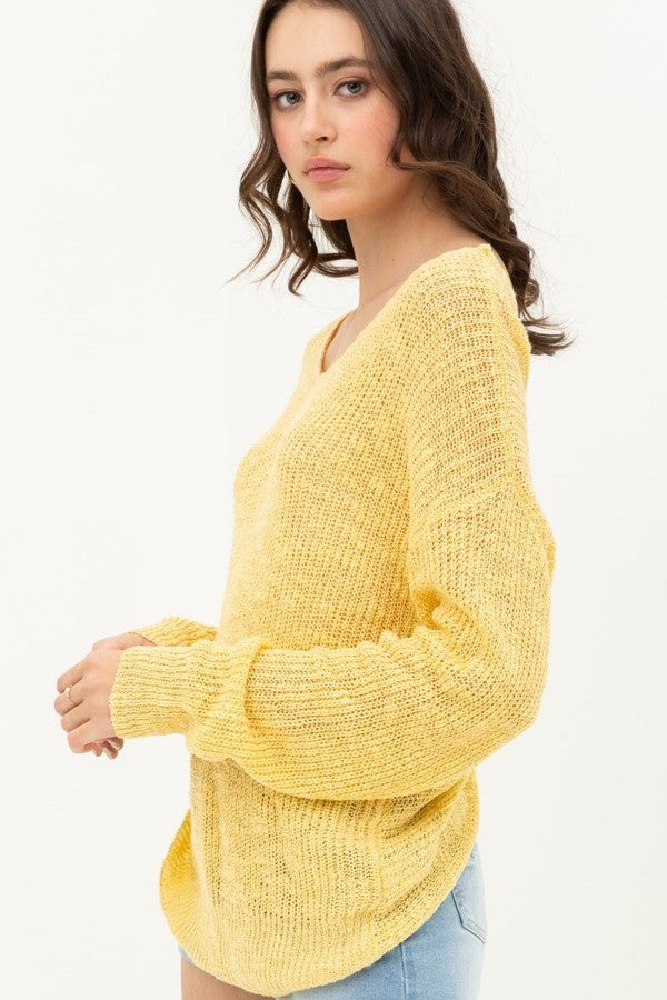 Open Back Long Sleeve Knit Top