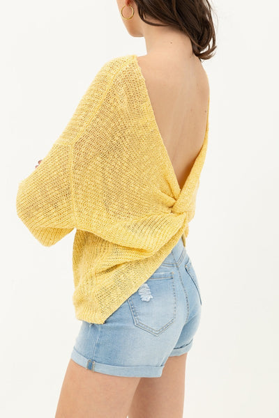 Open Back Long Sleeve Knit Top