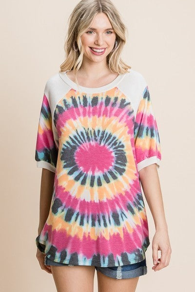 French Terry Tie Dye Tunic Top