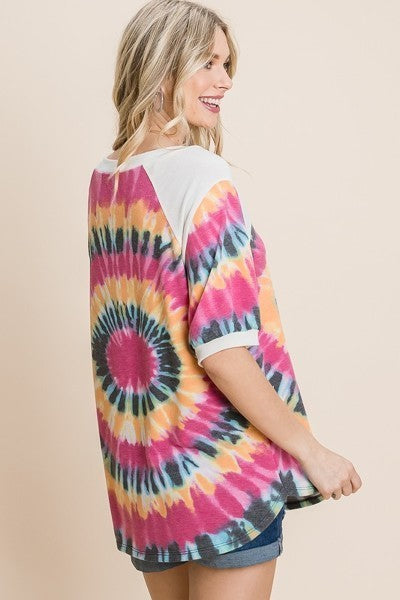 French Terry Tie Dye Tunic Top