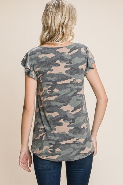 Camo Print Cut Out Top