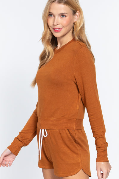 Long Sleeve Crew Neck Terry Top