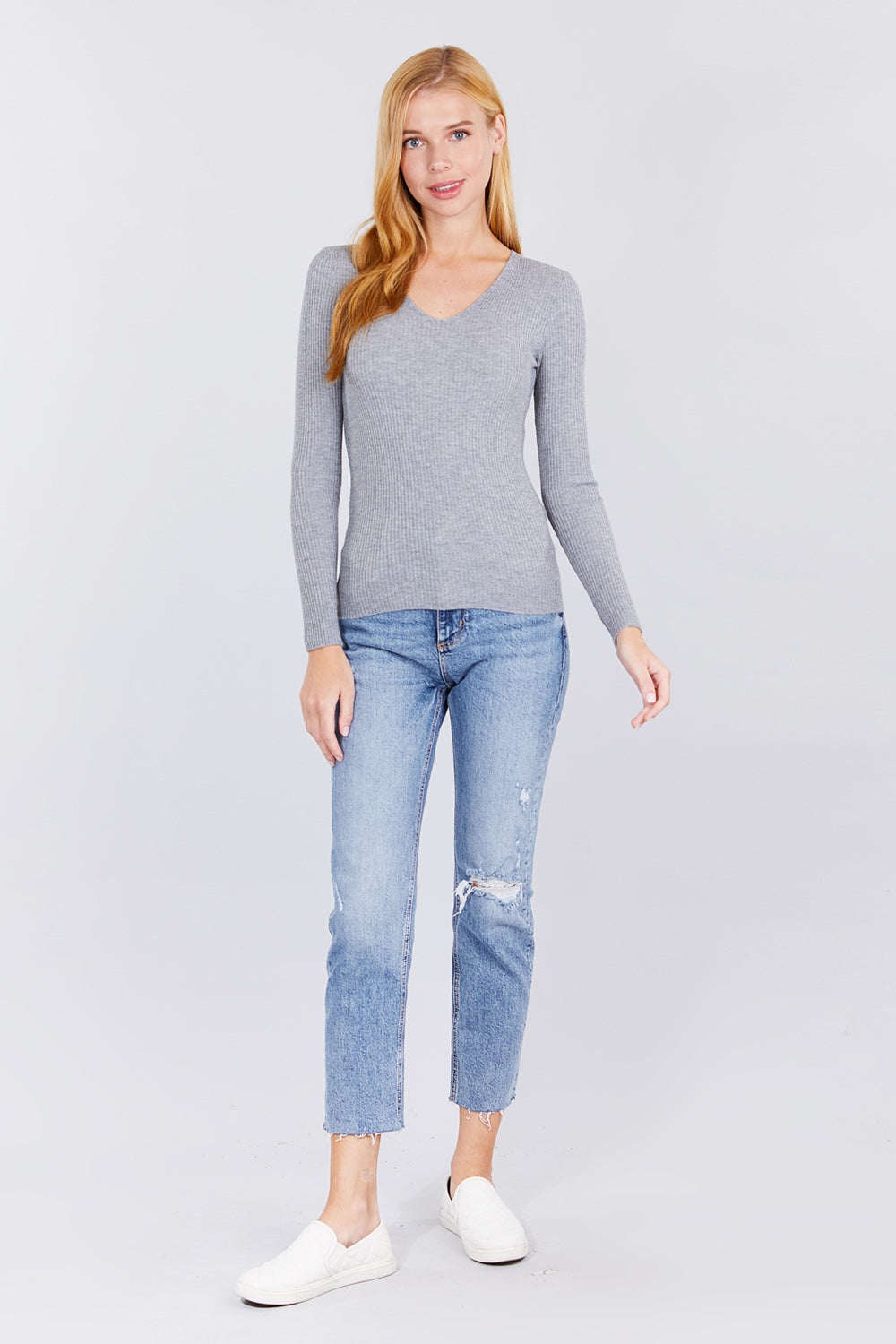 Rib V-Neck Sweater