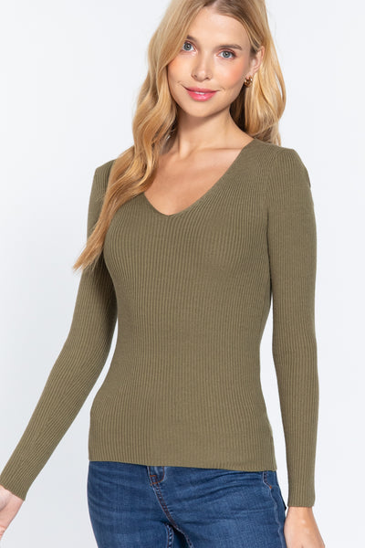 Rib V-Neck Sweater