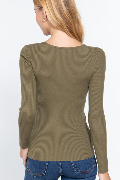 Rib V-Neck Sweater