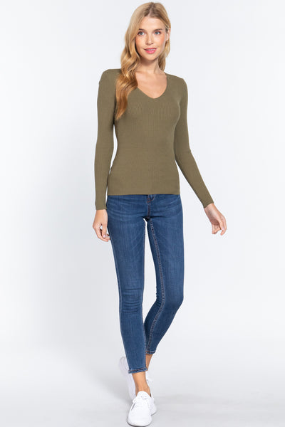 Rib V-Neck Sweater