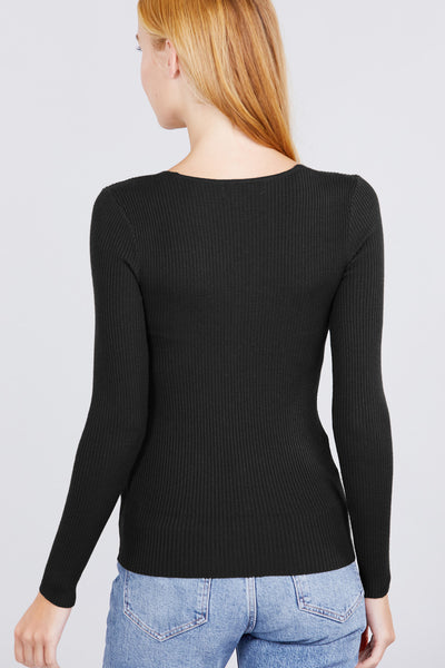 Rib V-Neck Sweater