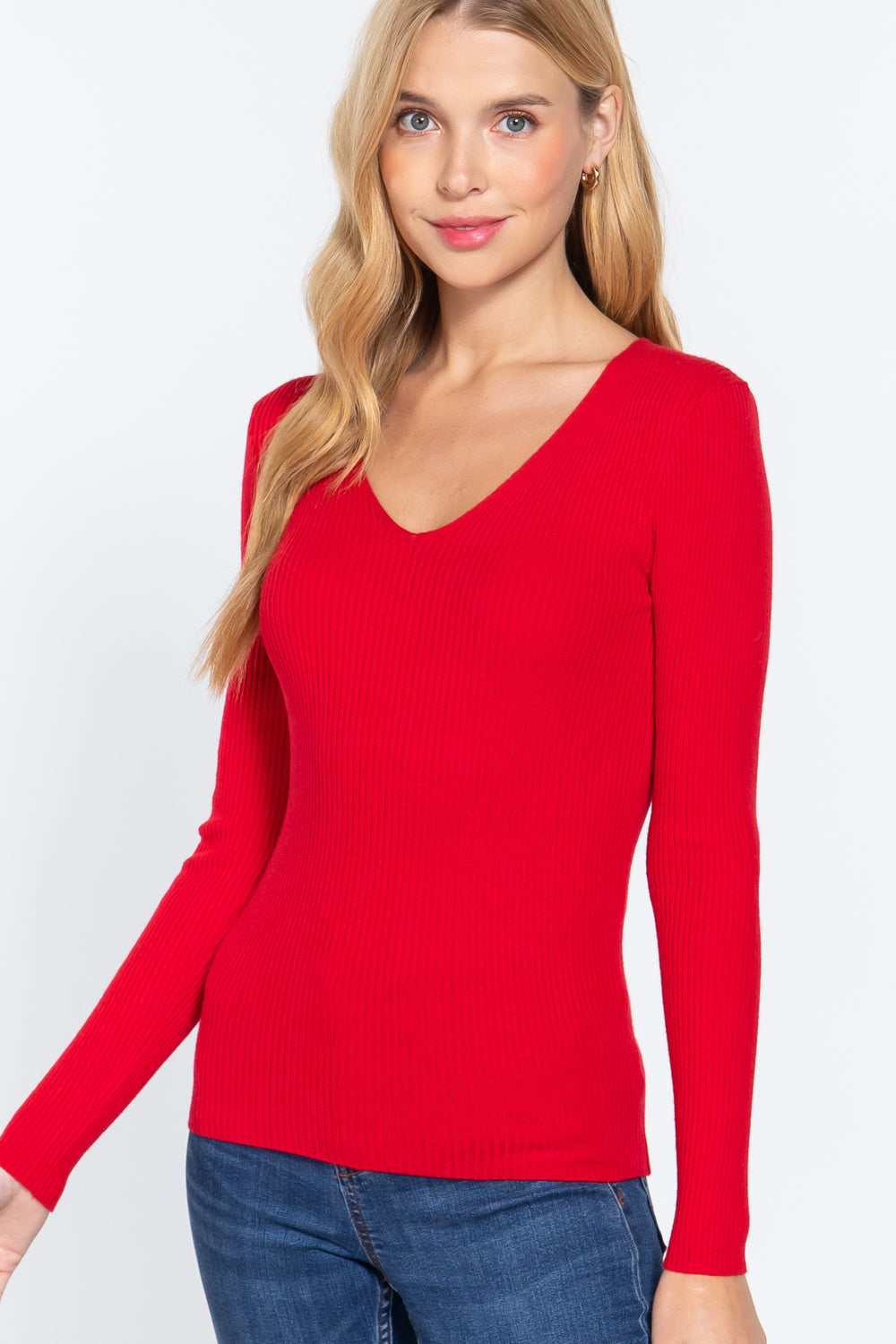 Rib V-Neck Sweater