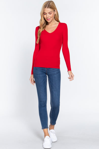 Rib V-Neck Sweater