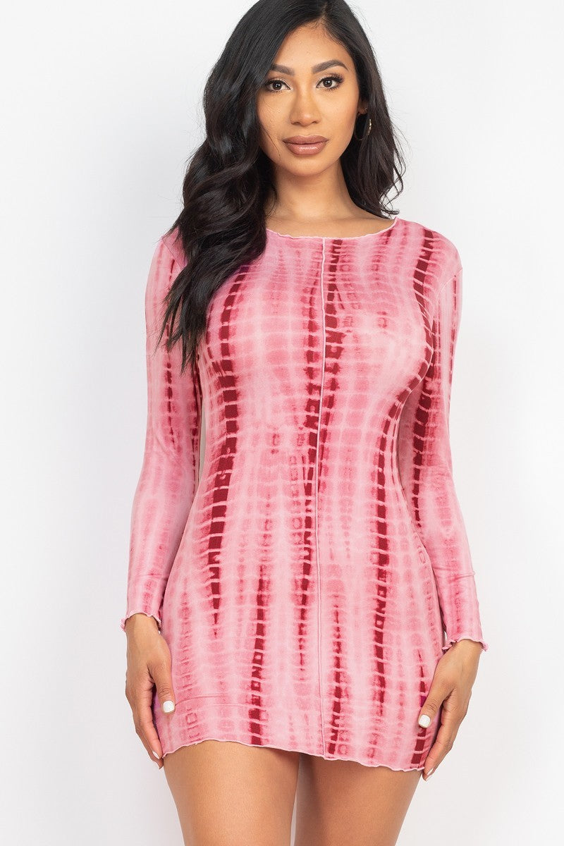 Tie-dye Lettuce Trim Bodycon Dress