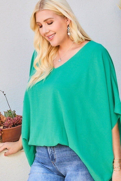 Solid V Neck Dolman Top